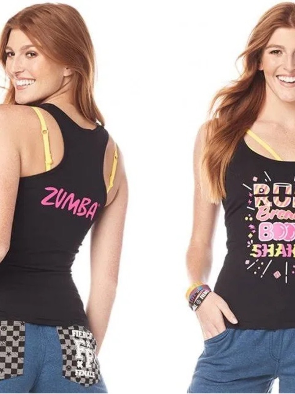Zumba Fitness Zumba Shaker Racerback Black Tank Top Neon Pink Graphic Small Nwt - Picture 6 of 6